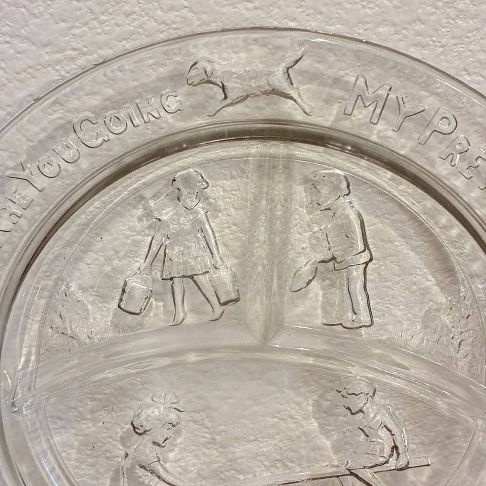 Vintage Indiana Depression Glass Mother Goose Plate Margery Daw My Pretty Maid